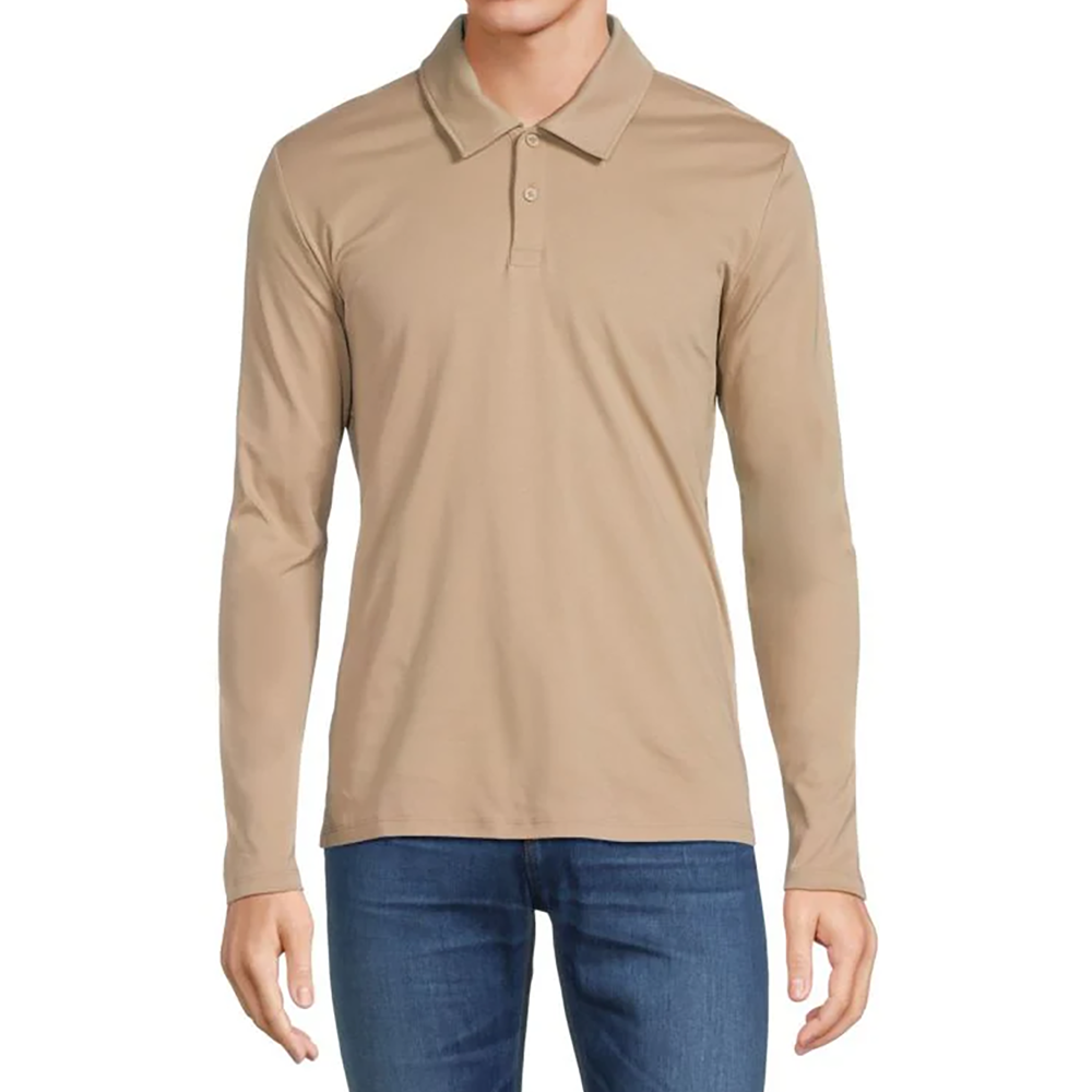 TAN POLO LONG SLEEVE SHIRT